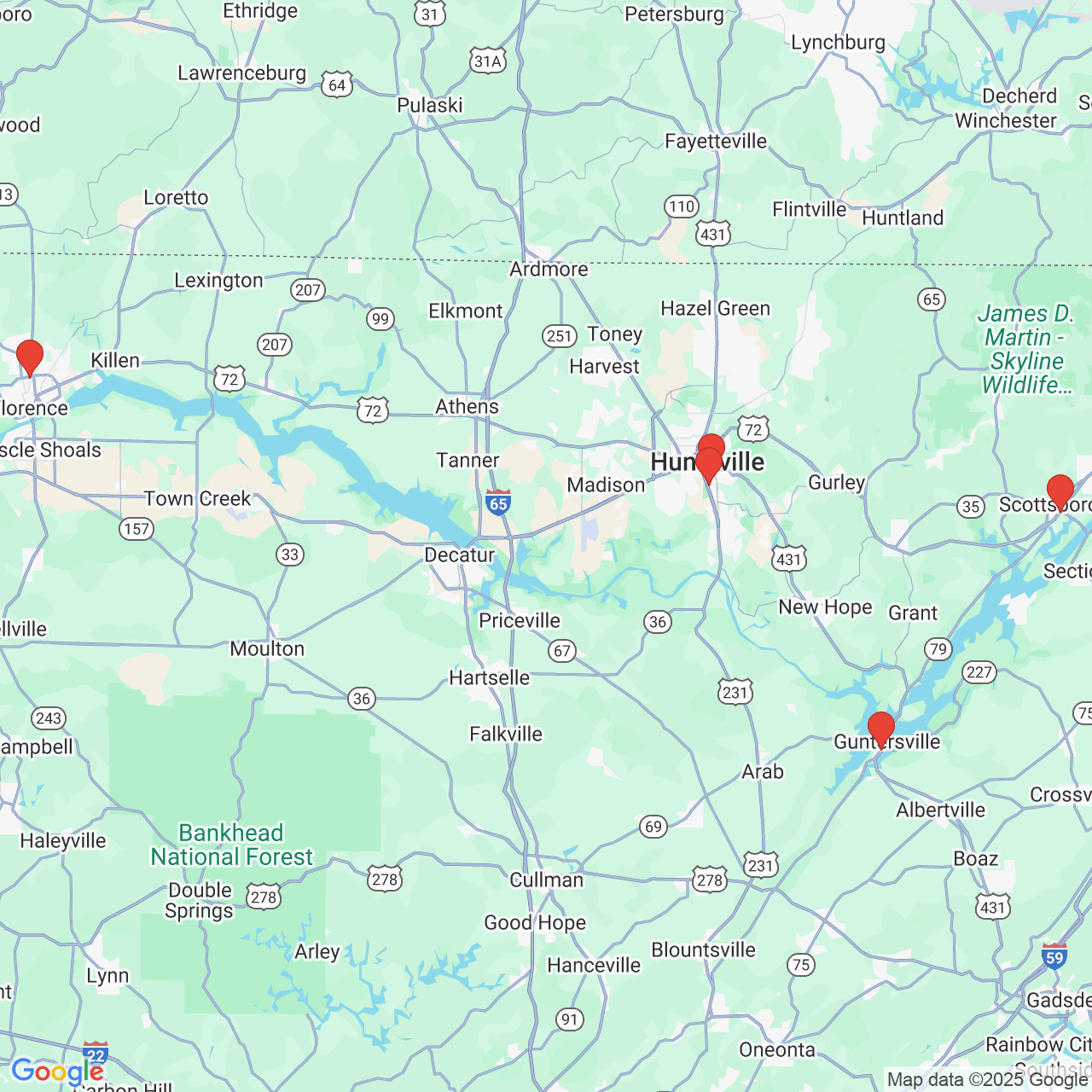 Google map image of our locations